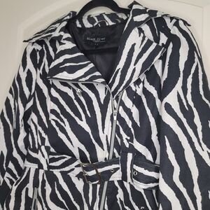 Black Rivet Women's Zebra Trench Coat Y2k 2000style 90svibes 2010core